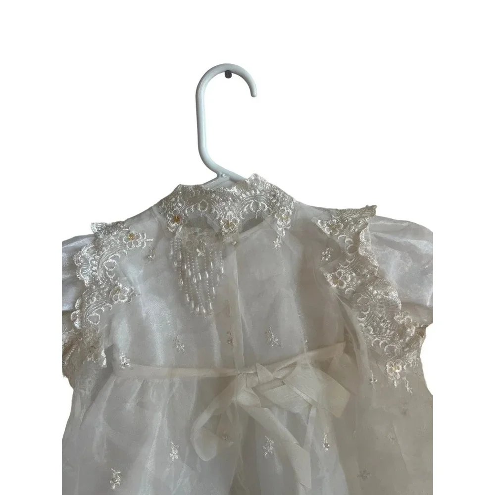 Baptism Christening Baby Girl Dress Newborn Size 0 Vintage Victorian White Bapti - Picture 11 of 12